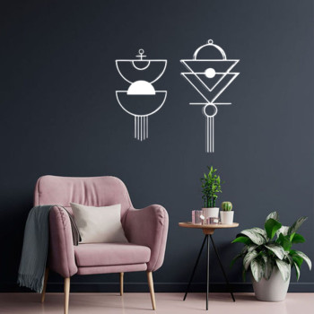 Kit 2 Esculturas Vazadas Geométricas Boho — Decoração Sala