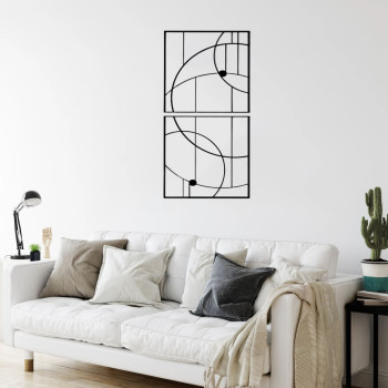 Kit Quadros Vazados Abstratos Linhas Curvas MDF — Sala