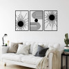 Kit 3 Quadros Vazados Sol Minimalista MDF — Decoração Sala
