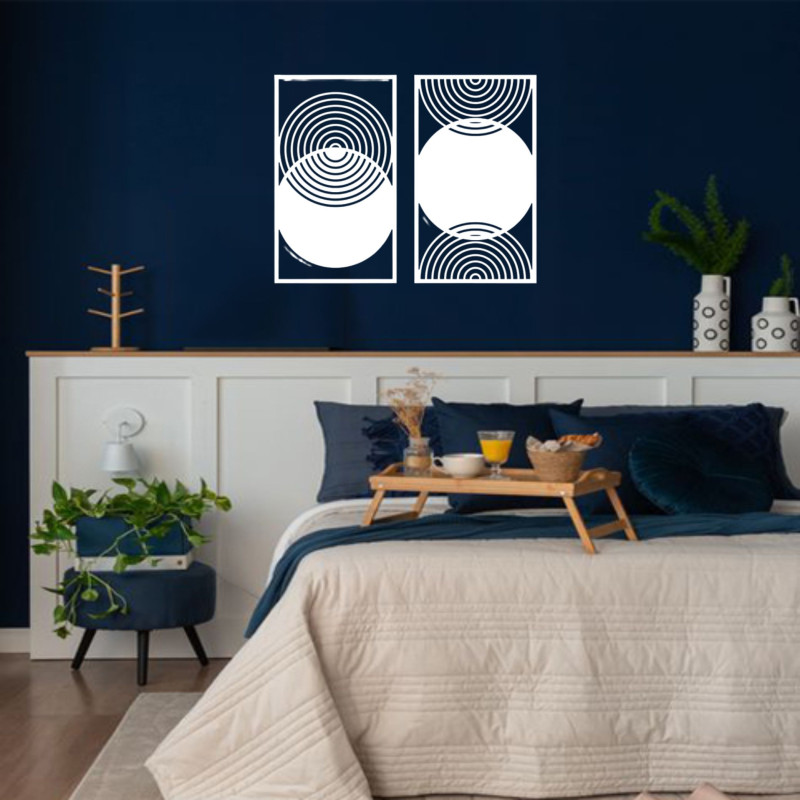 Quadros Vazados Abstratos Círculos Concêntricos MDF — Sala e Quarto
