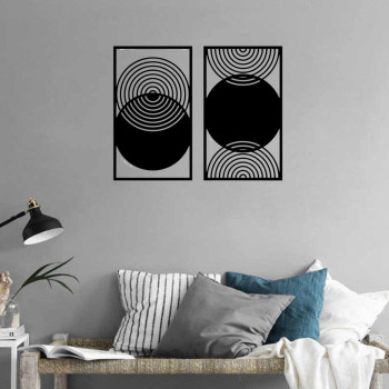 Quadros Vazados Abstratos Círculos Concêntricos MDF — Sala e Quarto