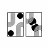 Quadros Vazados Abstrato Círculos e Linhas Minimalistas MDF — Kit 2 Peças