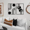 Quadros Vazados Abstrato Círculos e Linhas Minimalistas MDF — Kit 2 Peças