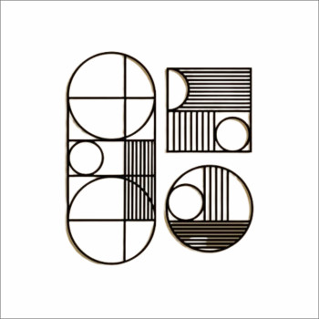 Quadro Vazado Abstrato Geométrico Círculos e Linhas MDF — Sala