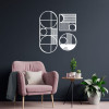Quadro Vazado Abstrato Geométrico Círculos e Linhas MDF — Sala