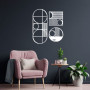Quadro Vazado Abstrato Geométrico Círculos e Linhas MDF — Sala